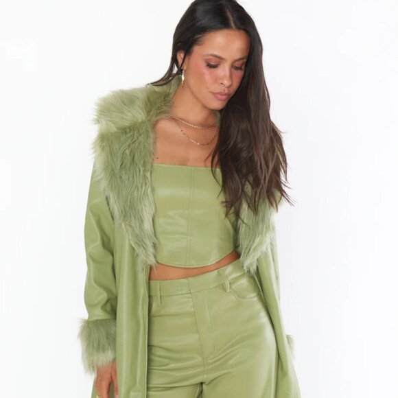 Show Me Your Mumu The Corset Top in Sage Faux Leather - Picture 6 of 9